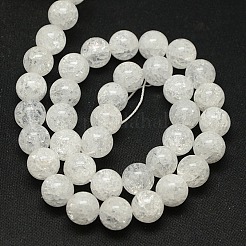 天然石クラッククオーツビーズ連売り  ラウンド  10mm  穴：1mm  約37個/連  14.8インチ&nbsp;G-N0007-10mm-11