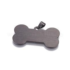 304ステンレスペンダント  骨  イオンプレーティング（ip）  電気泳動黒  22x40x1mm  穴：3x6mm&nbsp;STAS-F200-01B