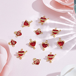 12Pcs 3 Styles Brass Enamel Sacred Heart of Jesus Links Connector Charms&nbsp;KK-SC0007-86