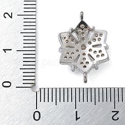 Rack Plating Brass Clear Cubic Zirconia Flower Connector Charms&nbsp;KK-A234-038P