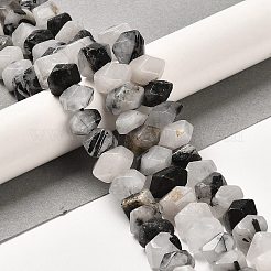 天然石ブラックルチルクォーツビーズ連売り  多面カット  ナゲット  10~11x8~10x7~8mm  穴：1mm  約22~23個/連  7.09~7.48''（18~19センチメートル）&nbsp;G-N327-05-01