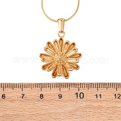 304ステンレススチール製フラワーペンダントスネークチェーンネックレス（女性用）  イオンプレーティング（ip）  18KGP本金メッキ  15.75インチ（40cm）&nbsp;NJEW-F354-11A-G