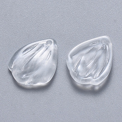 透明焼き付け塗装ガラスペンダント  花びら  透明  19x15x3.5mm  穴：1mm&nbsp;DGLA-T002-06A