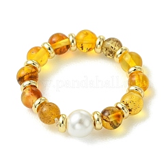 Adjustable Natural Amber Finger Rings&nbsp;RJEW-JR01089