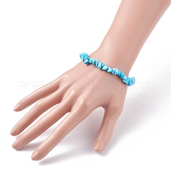 女性用合成ハウライトチップとナチュラルパールストレッチブレスレット  内径：1-7/8インチ（4.9cm）&nbsp;BJEW-JB07654-02
