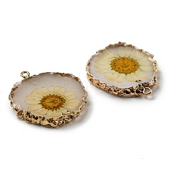 Inner Dried Flower Resin Pendants&nbsp;RESI-P028-02KCG-07