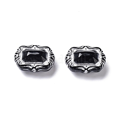 不透明なアクリルビーズ  ライン入り  長方形  ブラック  18x13.5x8.5mm  穴：1.8mm&nbsp;X-OACR-G016-17