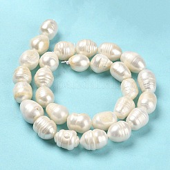 天然養殖淡水パールビーズ連売り  ライス  グレードAB  フローラルホワイト  12~12.5x9.5~11mm  穴：0.6mm  約28個/連  13.78インチ（35cm）&nbsp;PEAR-E016-082