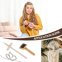 1Pc Wooden Handle with Metal Pin Macrame Fringe Comb&nbsp;TOOL-OC0001-88