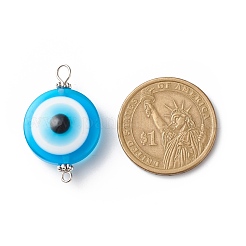 Transparent Evil Eye Resin Connector Charms&nbsp;PALLOY-JF01848-02