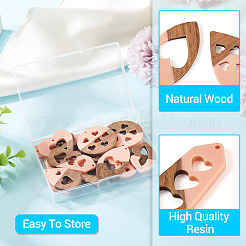 20Pcs 10 Styles Resin and Walnut Pendants&nbsp;WOOD-TA0002-73A