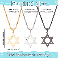 3Pcs 3 Colors 304 Stainless Steel Pendant Necklaces Set&nbsp;NJEW-AN0001-82