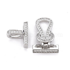 Brass Micro Pave Clear Cubic Zirconia Fold Over Clasps&nbsp;KK-S356-577-NF