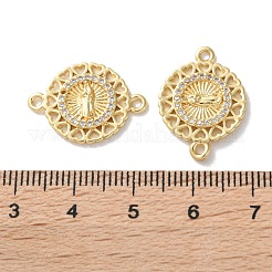 Rack Plating Brass Cubic Zirconia Virgin Mary Connector Charm&nbsp;KK-C084-01B-G