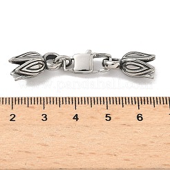316サージカルステンレススチール製カニカン  花紐の端付き  手動研磨  アンティークシルバー＆ステンレス鋼の色  48.5mm&nbsp;STAS-L307-01ASP