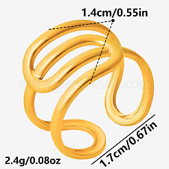 幾何学的な不規則な304ステンレススチール製の女性用カフオープンリング  18KGP本金メッキ  14mm  内径：17mm&nbsp;MC3709-2