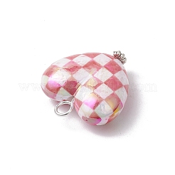 アクリルパーツ  ハート  格子状  ミックスカラー  26.5x24.5x3.5mm  穴：3.2~3.7mm&nbsp;PALLOY-JF03448-02