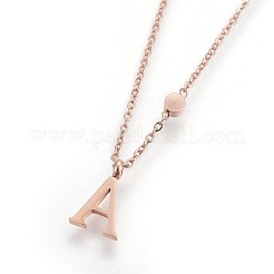 304 Stainless Steel Initial Pendant Necklaces&nbsp;NJEW-G321-04RG-A