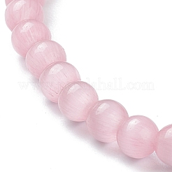 Round Cat Eye Beads Stretch Bracelets for Girl Women&nbsp;BJEW-A117-A-12