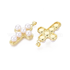 Brass & ABS Plastic Pearl Pendants&nbsp;PL-CBA8590-01G