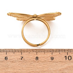 304ステンレススチールカフオープンリング  蝶  ゴールドカラー  蝶：25x35mm  usサイズ6（16.5mm）&nbsp;SA-CBA521B-02G