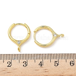 Brass Micro Pave Clear Cubic Zirconia Hoop Earring Findings&nbsp;KK-G536-02G