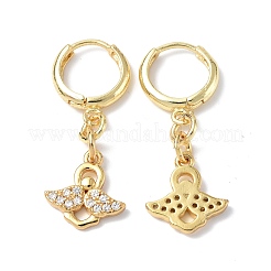 Clear Cubic Zirconia Angel Dangle Hoop Earrings&nbsp;EJEW-B017-07G