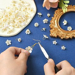 80 個 8 スタイルの ABS プラスチック模造パールペンダント  金色の304ステンレススチールループ付き  花のチャーム  ホワイト  10~20x6~27mm  穴：3.5mm  10個/スタイル&nbsp;KY-CJ0001-95