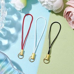 ナイロン携帯ストラップ  真鍮のコードが終了すると  ミックスカラー  5.7cm  約3個/セット&nbsp;HJEW-JM01903