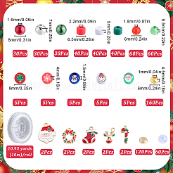 クリスマスDIYバングルジュエリー製作キット  合金エナメルペンダントを含む  ポリマークレイ＆ccbプラスチック＆アクリルビーズ  ミックスカラー  5~24.5x0.8~21.5x0.8~9mm  穴：1.4~2.5mm&nbsp;DIY-SC0026-16