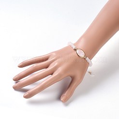 Natural Rose Quartz Braided Bead Bracelets&nbsp;BJEW-JB04210-01