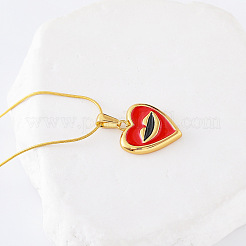 3Pcs Stainless Steel Red Enamel Lip Heart Pendant Necklaces for Women&nbsp;MI8936
