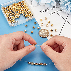 真鍮製スペーサービーズ  長持ちメッキ  ラウンド  24KGP本金メッキ  6x5.5mm  穴：1.6mm  150pc&nbsp;KK-PH0006-38A