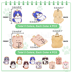 20個10スタイルプリントアロイペンダント  ゴールドカラー  カドミウムフリー＆ニッケルフリー＆鉛フリー  猫の形のチャーム  ミックスカラー  21~22x14.5~17x1.5~3mm  穴：1.4~2mm  2個/スタイル&nbsp;FIND-PH0021-07