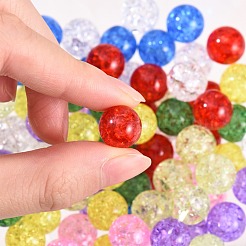 80個8色透明クラックルガラスラウンドビーズ連売り  穴がない  ミックスカラー  12mm  10個/カラー&nbsp;CCG-SZ0001-09
