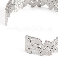 Non-Tarnish 304 Stainless Steel Hollow Flower Open Cuff Bangles for Women&nbsp;BJEW-K241-03B-P