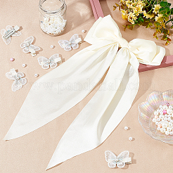 1Pc Big Bowknot Polyester Hair Barrettes & 6Pcs Butterfly Iron Alligator Hair Clips&nbsp;OHAR-GA0001-04