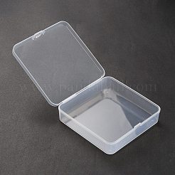 （在庫一掃セール：スクラッチ）ポリプロピレン（pp）プラスチックボックス  ビーズ保存容器  ヒンジ付き蓋付き  正方形  透明  12.6x12.6x3.5cm  内径：12.1のCM&nbsp;LS-CON-XCP0001-62B