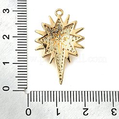 真鍮マイクロパヴェクリアキュービックジルコニアペンダント  スターのチャーム  18KGP本金メッキ  27.5x18x4mm  穴：1.4mm&nbsp;X-KK-U065-13G