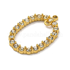 金メッキ 304 ステンレススチール リンク コネクタ チャーム  ラインストーン付き  オーバル  クリスタル  23.5x15.5x2.5mm  穴：1.4mm＆1.6mm&nbsp;STAS-K273-05G-01