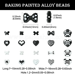 20個 20種類の焼き付け塗装合金ビーズ  混合図形  7~15x7~16x3.5~5mm  穴：1.2~2mm  1個/スタイル&nbsp;FIND-CJ0003-34