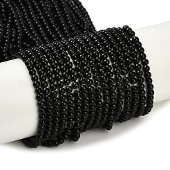 ガラスパールビーズ  パールカラーの  ラウンド  ブラック  3mm  穴：0.7~1.1mm  約135個/連  16''（40.64センチメートル）&nbsp;HY-J001-3mm-HX068