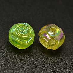 Abカラーメッキ花電気メッキ環境に優しい透明アクリルビーズ  ミックスカラー  8x7mm  穴：1mm  約2000個/500g&nbsp;PACR-I001-M