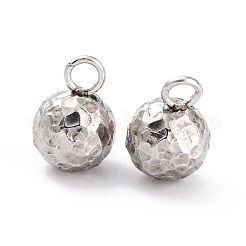 変色しにくい304ステンレススチールチャーム  ラウンド  テクスチャ  ステンレス鋼色  9x6mm  穴：1.8mm&nbsp;STAS-O147-03B-P