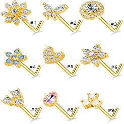 316L Surgical Stainless Steel Clear Cubic Zirconia L-Shaped Nose Rings&nbsp;WG135CD-19