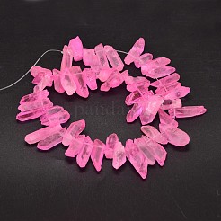 天然石クオーツクリスタルビーズ連売り  ナゲット  牙の形状  染め  6~9x18~35mm  穴：1個/連約46mm  16インチ&nbsp;G-A142-06A