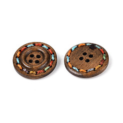 包装されたカラフルな糸でラウンド4 holebuttons  ウッドボタン  サドルブラウン  直径25mm&nbsp;X-NNA0Z51