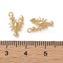 海の真鍮ペンダント  エビチャーム  18KGP本金メッキ  14x8x2.5mm  穴：1.4mm&nbsp;KK-L266-02G-G
