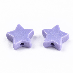 スプレープリントアクリルビーズ  ラバー加工スタイル  スター  ミックスカラー  10.5x11x4mm  穴：1.5mm  約2250個/500g&nbsp;MACR-T037-06