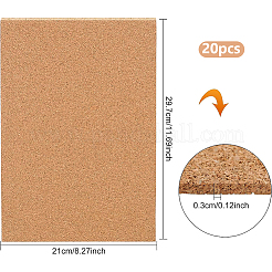 コルク断熱シート20枚  長方形  バリーウッド  297x210x3mm&nbsp;DIY-BC0016-20A
